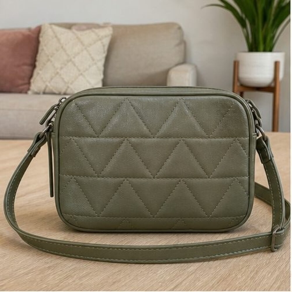 Olive Quilted Crossbody Bag